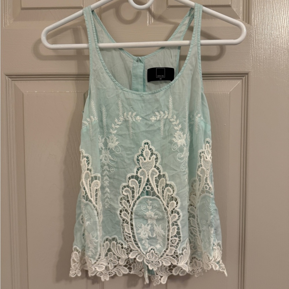 Dolce Vita Green Cropped Embellished Tank Top